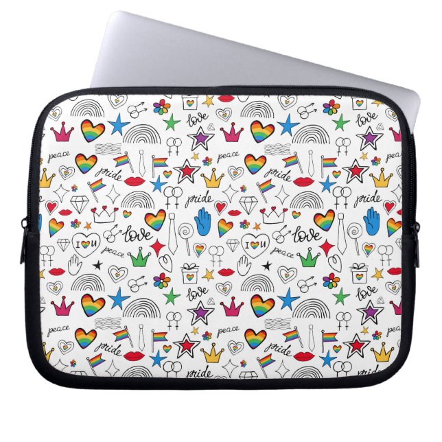Gay Pride Doodle Pattern Laptop Sleeve (Voorkant)