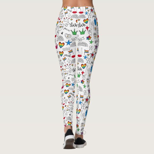 Gay Pride Doodle Pattern Leggings (Achterkant)