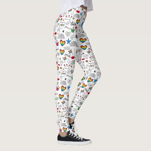 Gay Pride Doodle Pattern Leggings (Rechts)