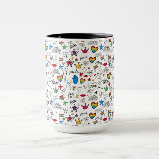 Gay Pride Doodle Pattern Mok (Midden)