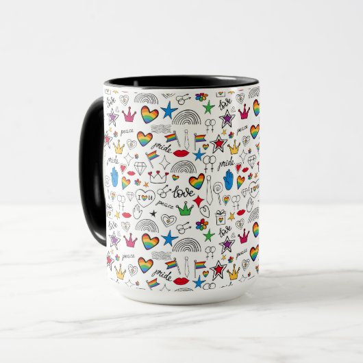Gay Pride Doodle Pattern Mok (Voorkant links)