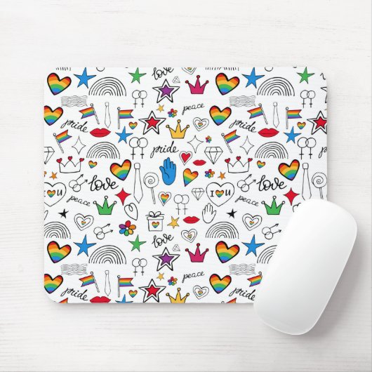 Gay Pride Doodle Pattern Muismat (Met muis)