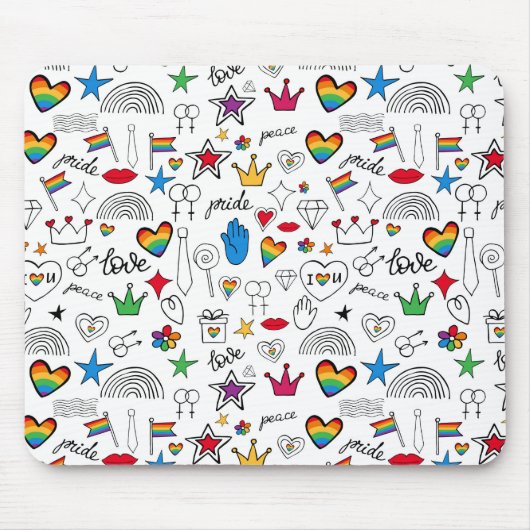 Gay Pride Doodle Pattern Muismat (Voorkant)