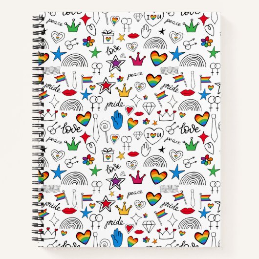 Gay Pride Doodle Pattern Notitieboek (Voorkant)