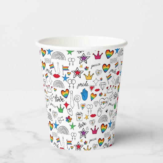 Gay Pride Doodle Pattern Papieren Bekers (Achterkant)
