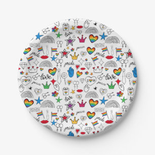 Gay Pride Doodle Pattern Papieren Bordje