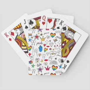 Gay Pride Doodle Pattern Pokerkaarten