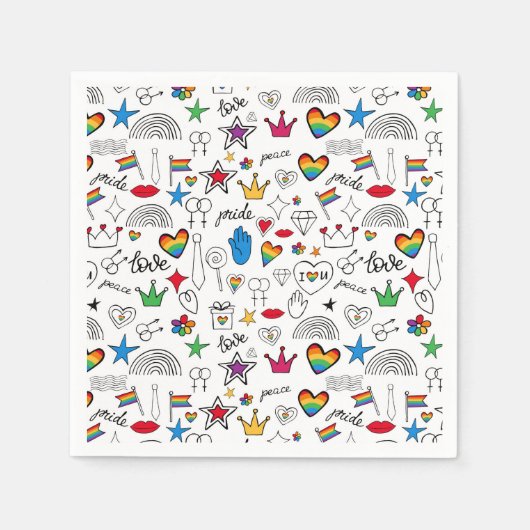 Gay Pride Doodle Pattern Servet (Voorkant)