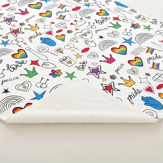 Gay Pride Doodle Pattern Sherpa Deken (3/4)