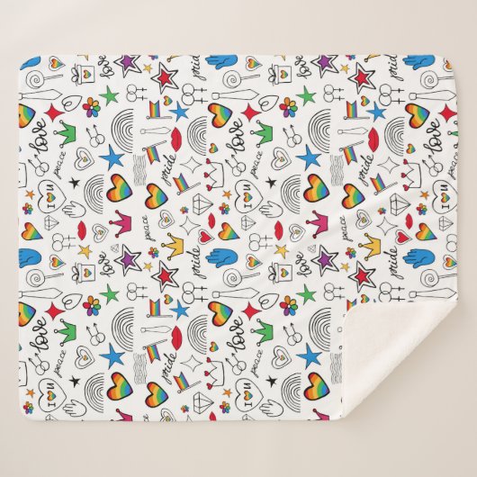 Gay Pride Doodle Pattern Sherpa Deken (Voorkant (horizontaal))