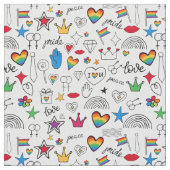 Gay Pride Doodle Pattern Stof (Close Up)