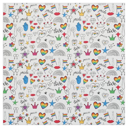 Gay Pride Doodle Pattern Stof (Swatch)