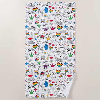 Gay Pride Doodle Pattern Strandlaken