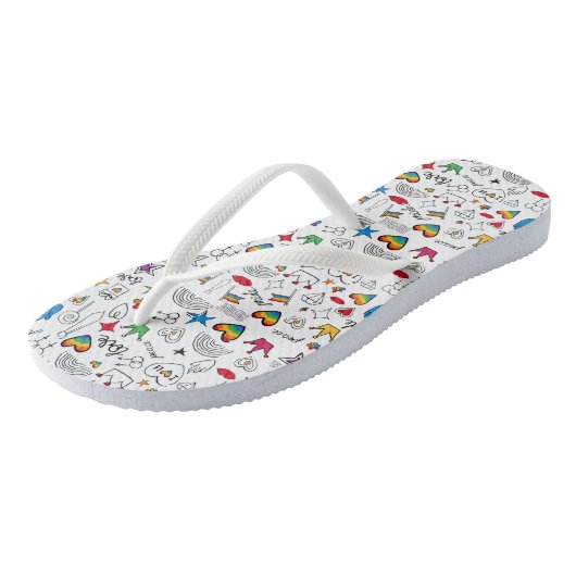 Gay Pride Doodle Pattern Teenslippers (Schuin)