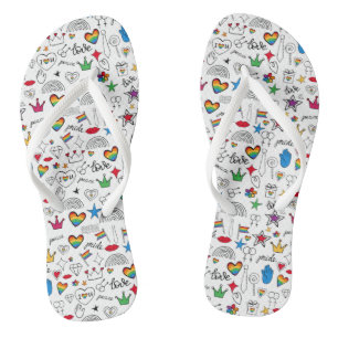 Gay Pride Doodle Pattern Teenslippers