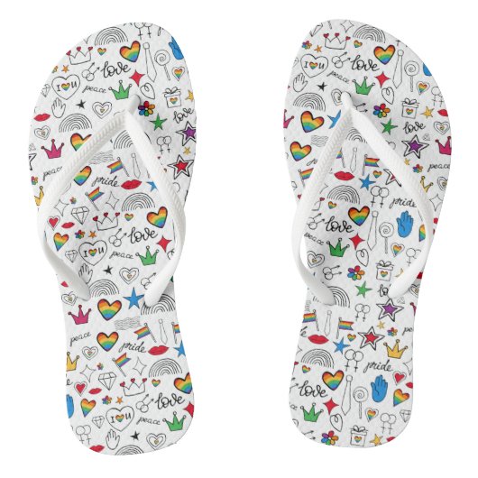 Gay Pride Doodle Pattern Teenslippers (Voetbed)