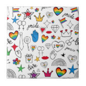 Gay Pride Doodle Pattern Tegeltje (Voorkant)