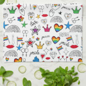 Gay Pride Doodle Pattern Theedoek (Gevouwen)