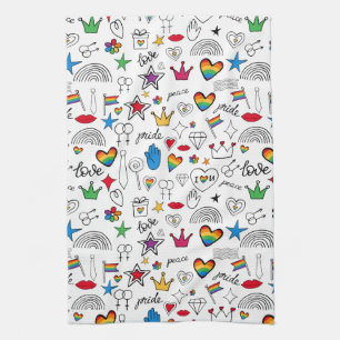 Gay Pride Doodle Pattern Theedoek