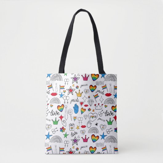 Gay Pride Doodle Pattern Tote Bag (Voorkant)