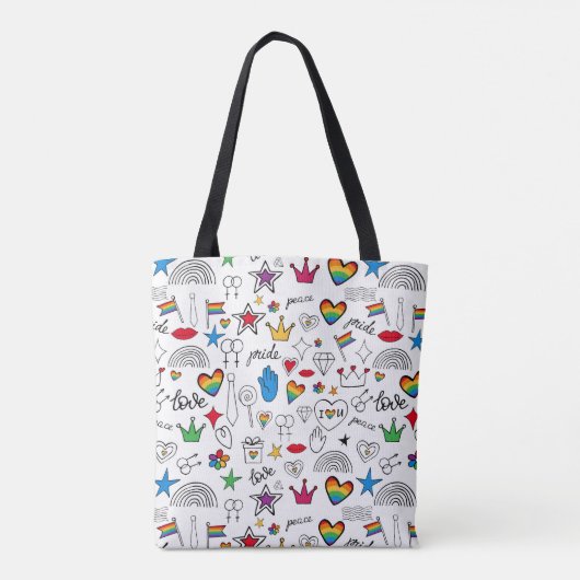 Gay Pride Doodle Pattern Tote Bag (Achterkant)