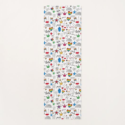 Gay Pride Doodle Pattern Yogamat (Voorkant)