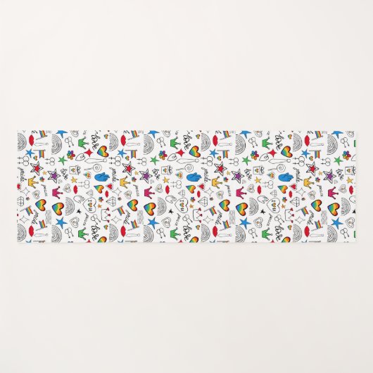 Gay Pride Doodle Pattern Yogamat (Voorkant (horizontaal))