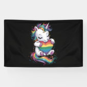 Gay Pride Eenhoorn Hart Regenboog Vlag LGBT Spandoek (Horizontaal)