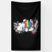 Gay Pride Eenhoorn Hart Regenboog Vlag LGBT Spandoek (Verticaal)
