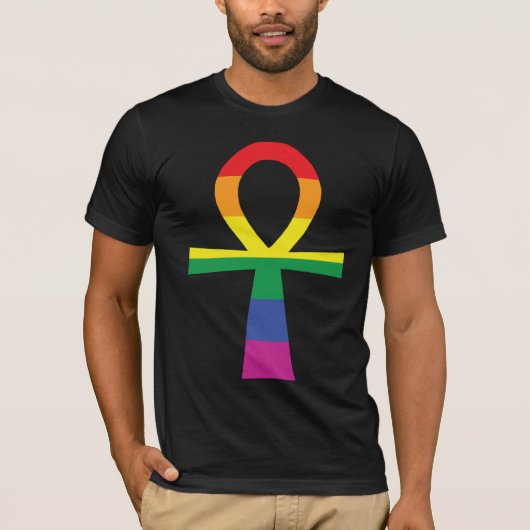 Gay Pride Egyptian Ankh T-shirt (Voorkant)