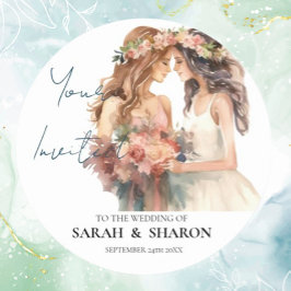 Gay Pride Elegant Blush Bruiloft Ronde Sticker