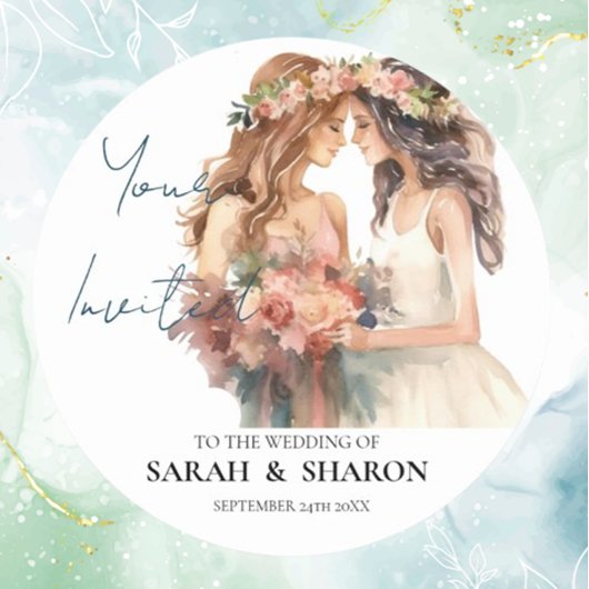 Gay Pride Elegant Blush Bruiloft Ronde Sticker