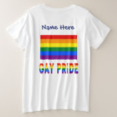 Gay Pride en Rainbow Flag gepersonaliseerd Grote Maat T-shirt (Design achterkant)