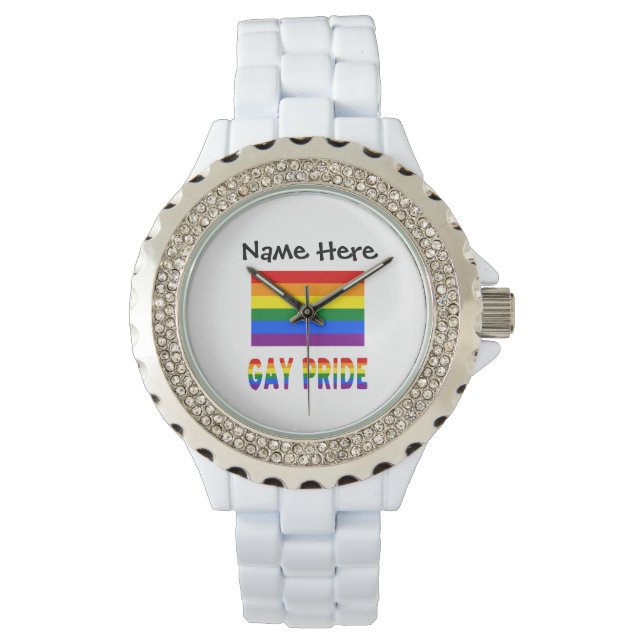 Gay Pride en Rainbow Flag gepersonaliseerd Horloge (Voorkant)