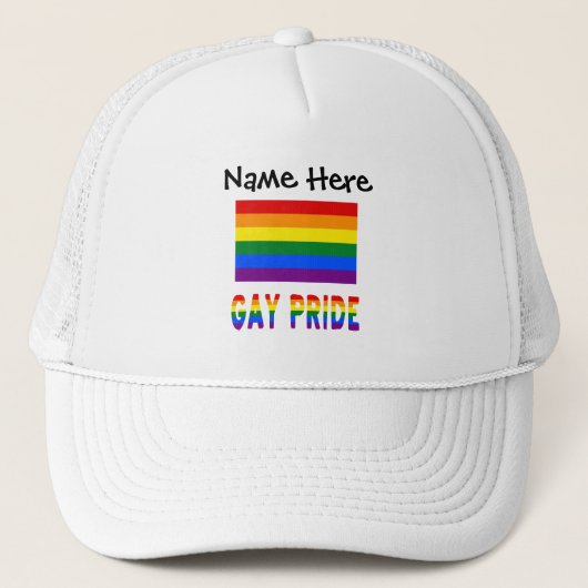 Gay Pride en Rainbow Flag gepersonaliseerd Trucker Pet (Voorkant)