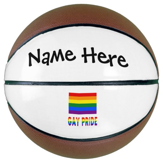Gay Pride en Rainbow Flag met Jouw naam Basketbal (Voorkant)