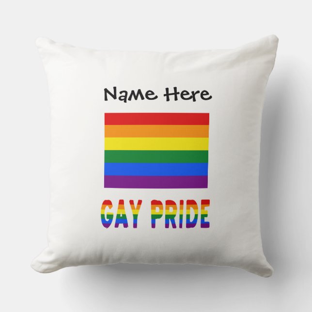 Gay Pride en Rainbow Flag met Jouw naam Kussen (Voorkant)