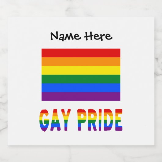 Gay Pride en Rainbow Flag met Jouw naam Sparkling Wijnetiket (Enkel label)