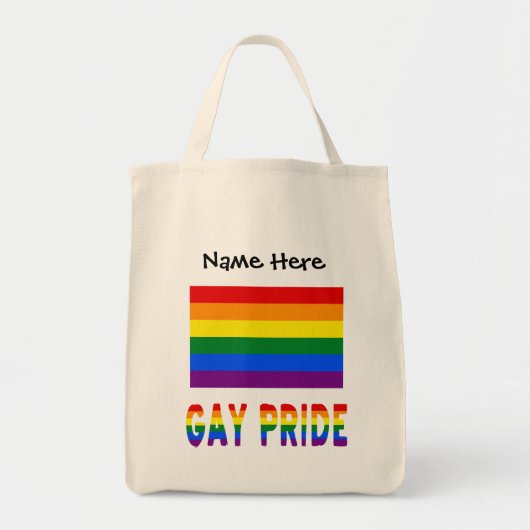 Gay Pride en Rainbow Flag met Jouw naam Tote Bag (Voorkant)