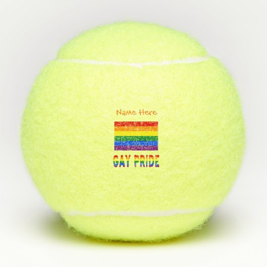 Gay Pride en Rainbow Flag Sinaasappel Personalisat Tennisballen (Voorkant)