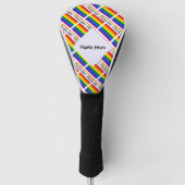 Gay Pride en Rainbow Flag verbonden met Jouw naam Golfheadcover (Voorkant)