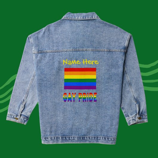 Gay Pride en Regenboogvlag Gele Personalization Denim Jacket