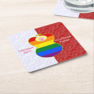Gay Pride Engel Blond Haar Rood en Wit Persoonlijk Kartonnen Onderzetters