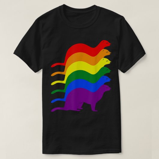 Gay Pride Ferret LGBT Rainbow Flag Awareness T-shirt (Design voorkant)