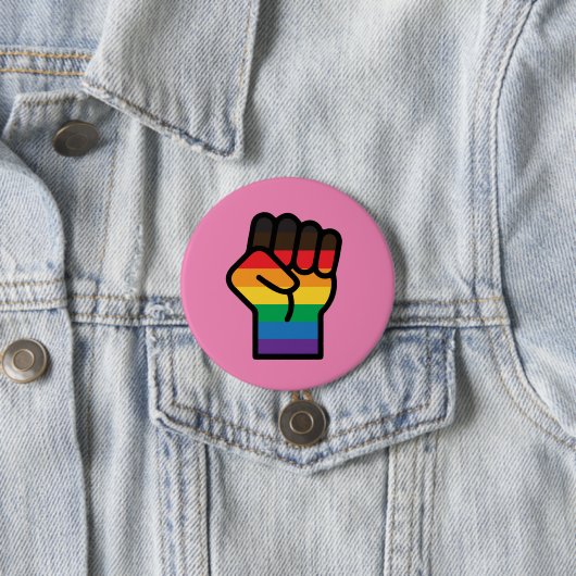 Gay Pride Fist Ronde Button 7,6 Cm (In situ)