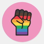 Gay Pride Fist Ronde Sticker (Voorkant)