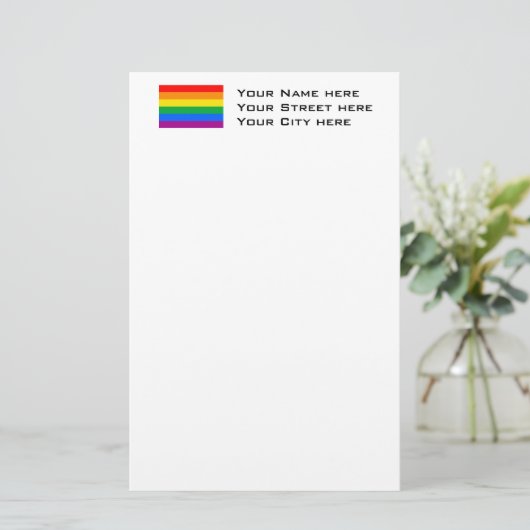 Gay Pride Flag Briefpapier (Staand voorkant)