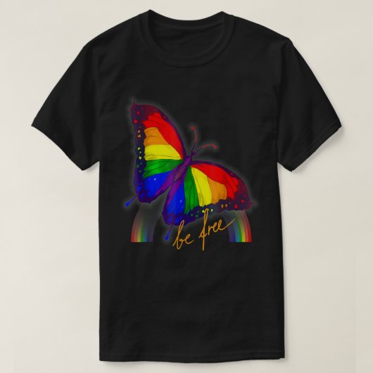 Gay Pride Flag Butterfly LGBT CSD is vrij, homo gi T-shirt (Design voorkant)