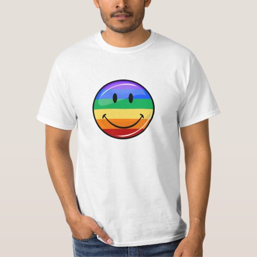 Gay Pride Flag Button Shirt glimlachen. (Voorkant)
