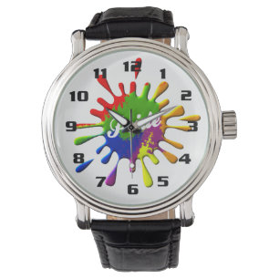 Gay Pride Flag Colors Splash Horloge